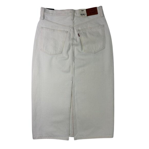 Levi’s Premium White Denim Midi Skirt W27 (Women’s 4) High Rise NWT - Picture 3 of 16